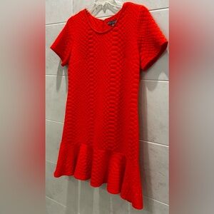 Sharagan Orange Raised Pattern Dress With Kick Hem Size 14